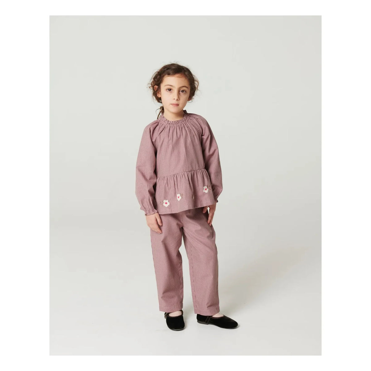 Copenhagen Colors - Blusa con bordado floral de algodón orgánico | Rosa polvo