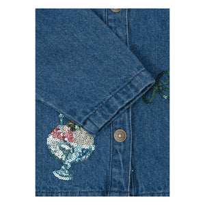 Konges Sløjd - Chaqueta de algodón orgánico con motivo de helado de lentejuelas vaqueras | Azul