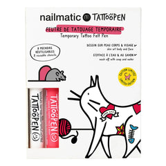 Nailmatic Kids - Gato x AMI IMAGINAIRE Set doble de Tattoopen y Plantilla Reutilizable