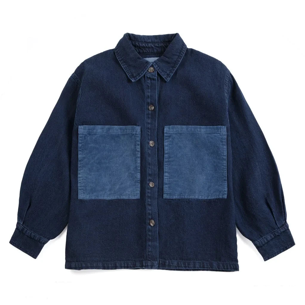 Bobo Choses - Camisa de algodón reciclado con estampado vaquero | Azul oscuro
