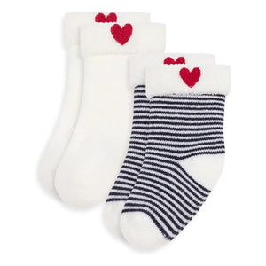 Petit Bateau - Juego de 2 pares de calcetines a rayas | Blanco