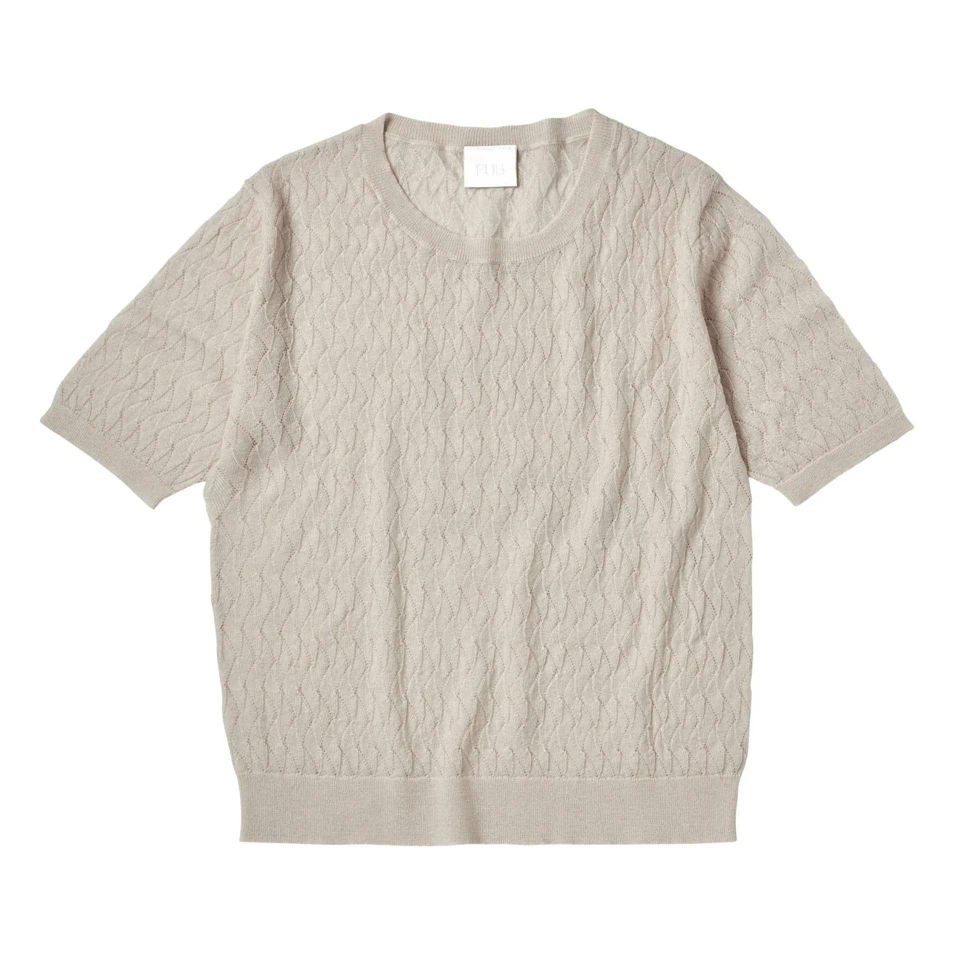 FUB - Suéter de punto fino de lana merina Pointelle - Colección Mujer | Crudo