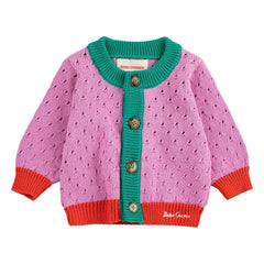 Bobo Choses - Cárdigan calado de bloques de color de algodón orgánico | Morado