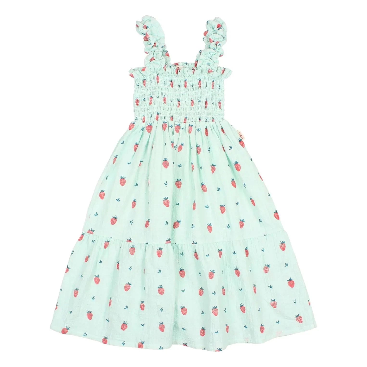 Búho - Vestido de algodón orgánico con volantes de fresa | Verde menta
