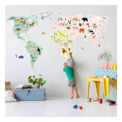 MIMI'lou - Vinilos Decorativos Mapa Mundi Animales