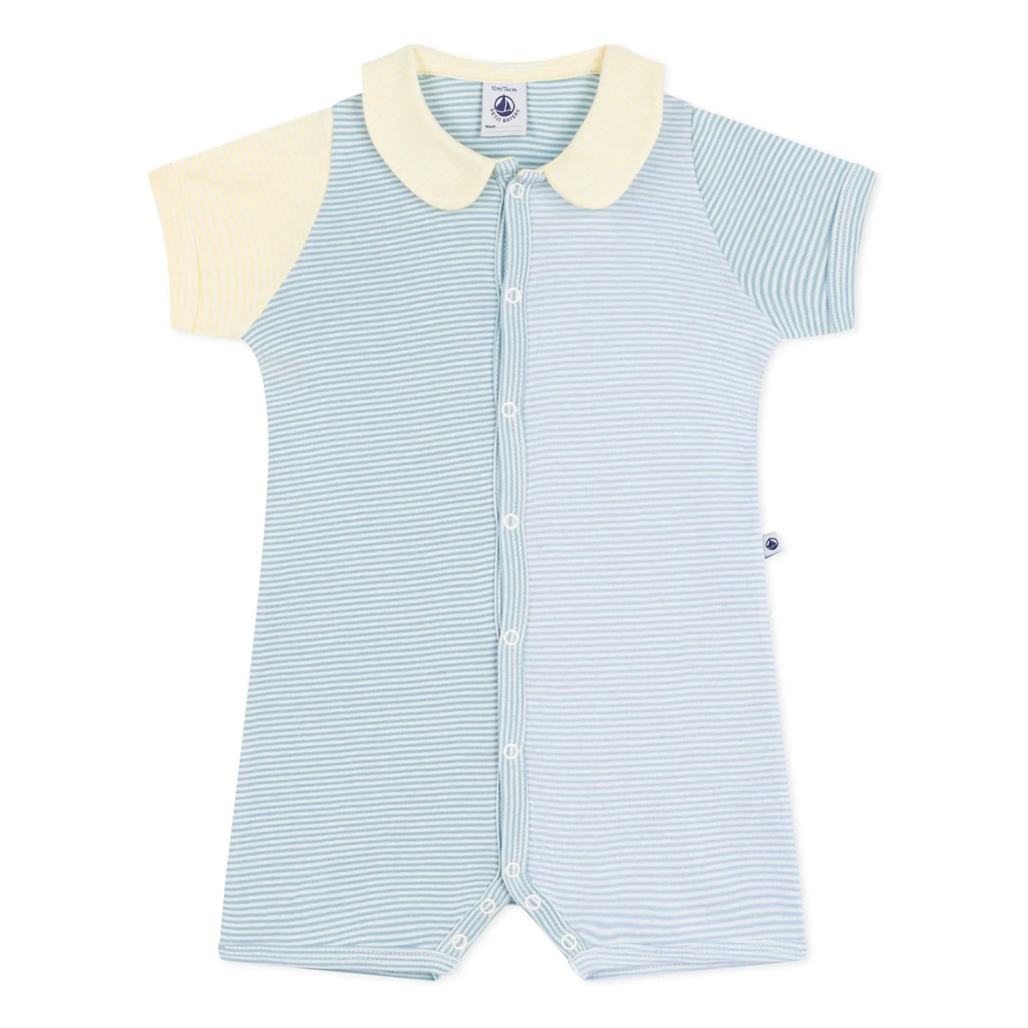 Petit Bateau - Pijama Mono Corto de Rayas | Azul