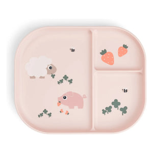 Done by deer - Plato con compartimentos Tiny Farm | Rosa