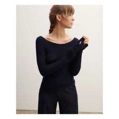 Bompard - Suéter de cuello redondo ultrasuave de cachemira sin costuras | Negro
