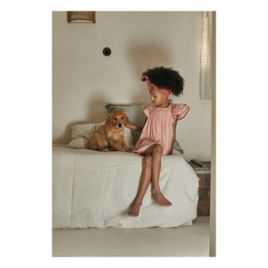 Emile et Ida - Vestido con volantes de batista rosa empolvado