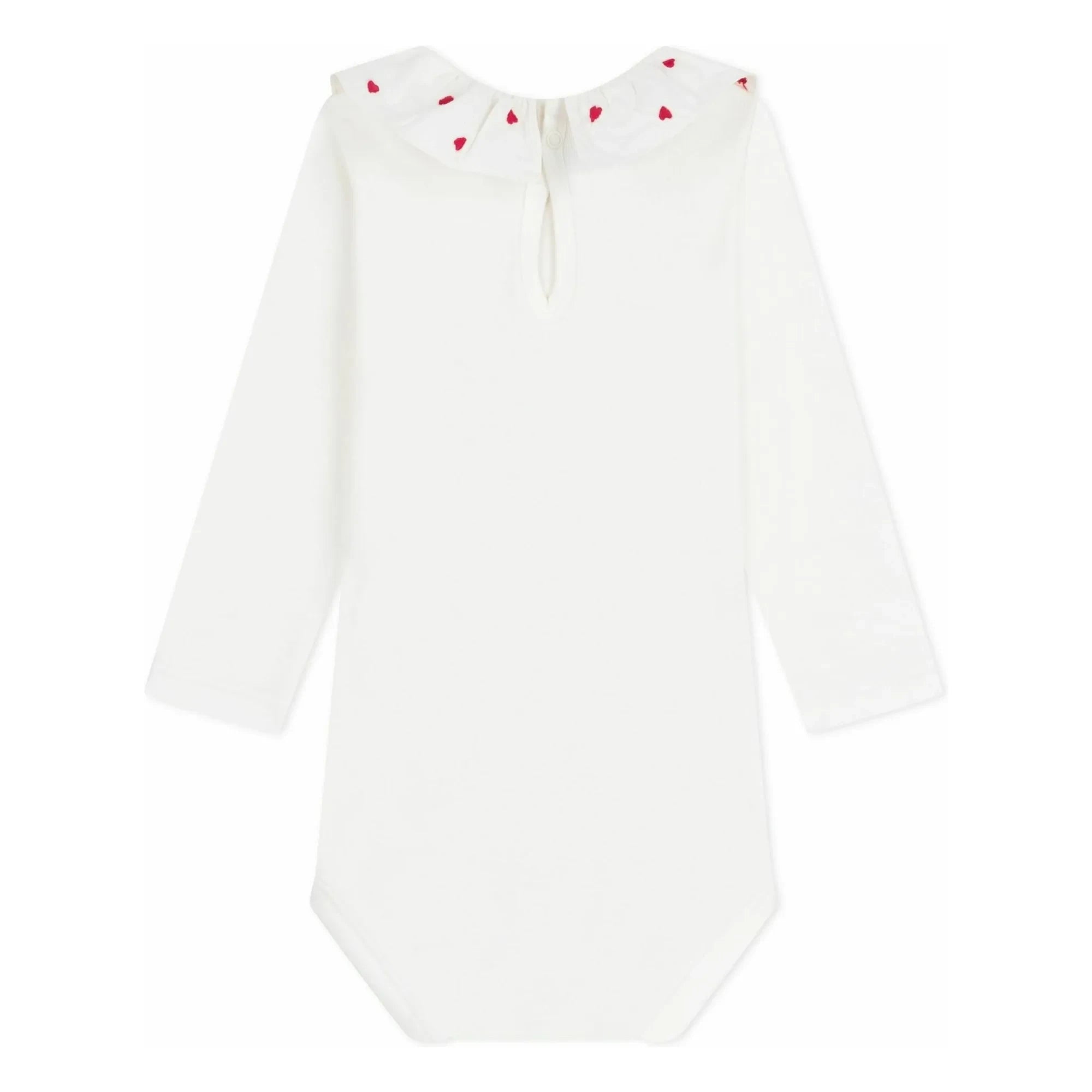 Petit Bateau - Body de algodón orgánico con cuello con volantes | Blanco