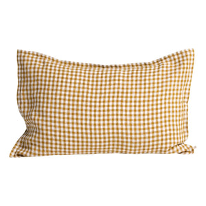 Gabrielle Paris - Funda de almohada de lino lavado Gingham | Color amarillo curry