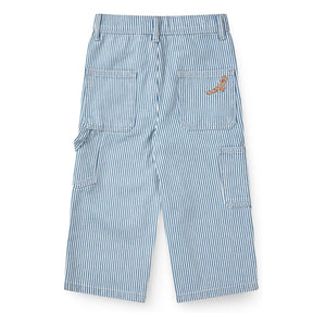 Copenhagen Colors - Pantalones cargo de gabardina de algodón orgánico a rayas | Azul