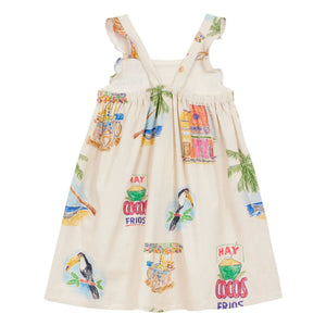Arsène et Les Pipelettes - Vestido Delantal de Sarga Palm | Crudo
