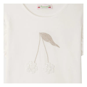 Bonpoint - Camiseta Emila de algodón orgánico con volantes | Blanco