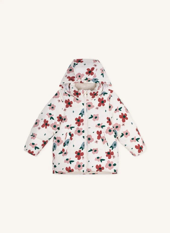 Petit Bateau - Abrigo acolchado con estampado floral | Ecru