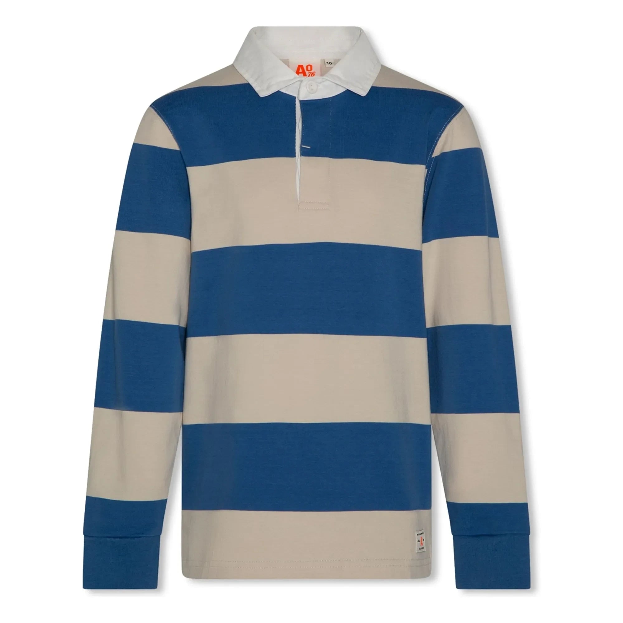 AO76 - Sudadera tipo polo de algodón reciclado a rayas Davey | Azul