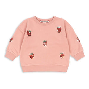 Konges Sløjd - Sudadera Lou de fresa con lentejuelas de algodón orgánico | Rosa