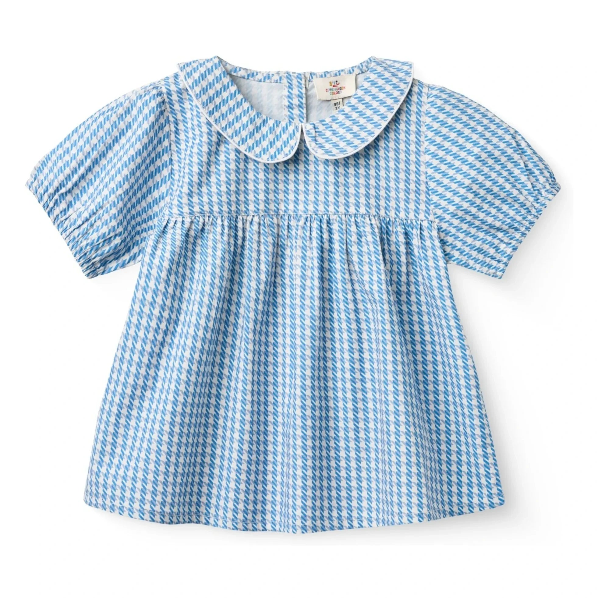 Copenhagen Colors - Blusa de Algodón Orgánico con Cuello Claudine y Topos | Azul