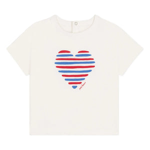 Petit Bateau - Camiseta Barlay Heart de Algodón Orgánico | Blanco