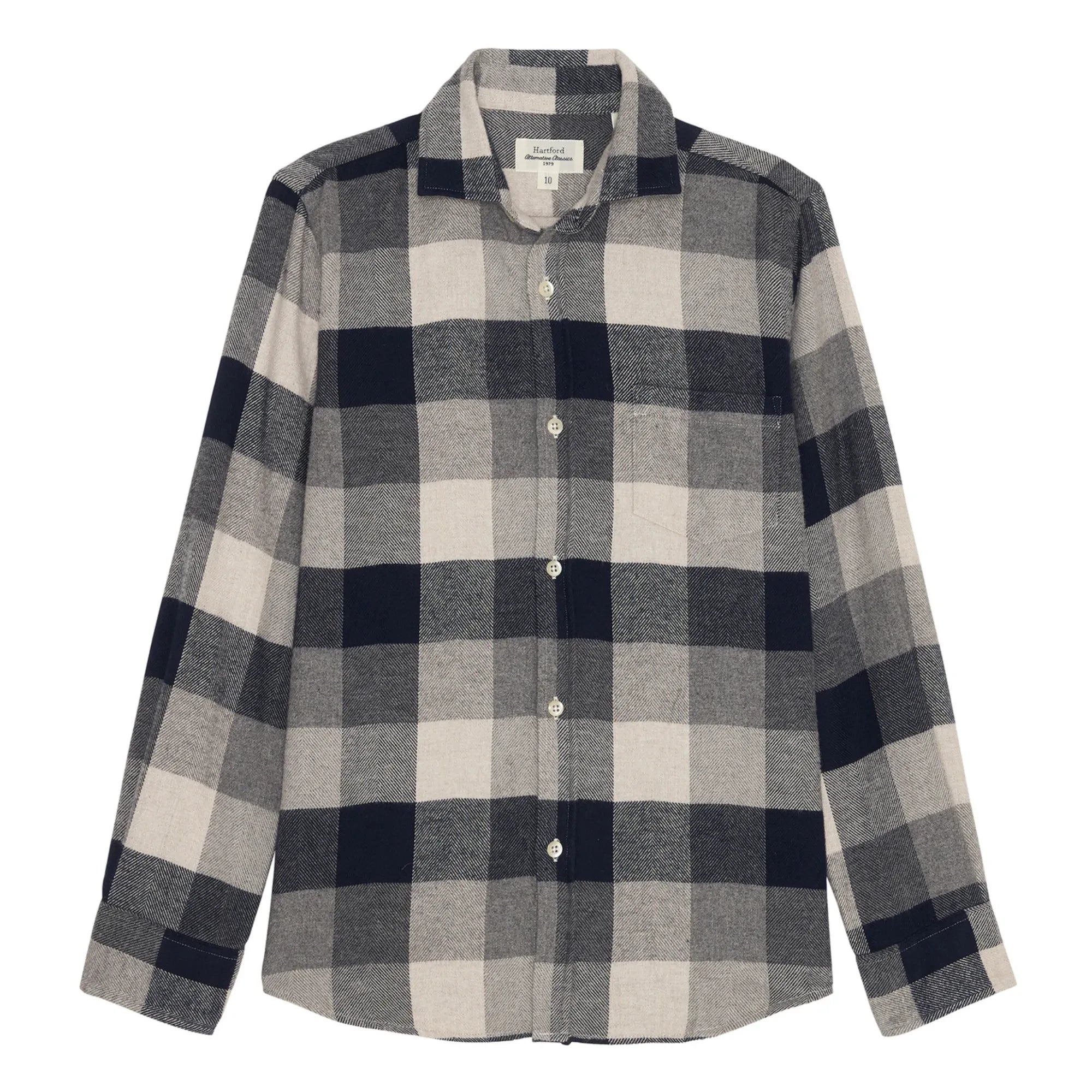 Hartford - Camisa de cuadros Paul Flannel | Azul marino - Blanco roto