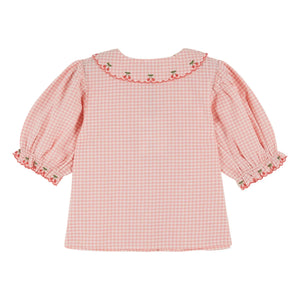 Emile et Ida - Blusa Bordada a Cuadros de Algodón Orgánico | Rosa