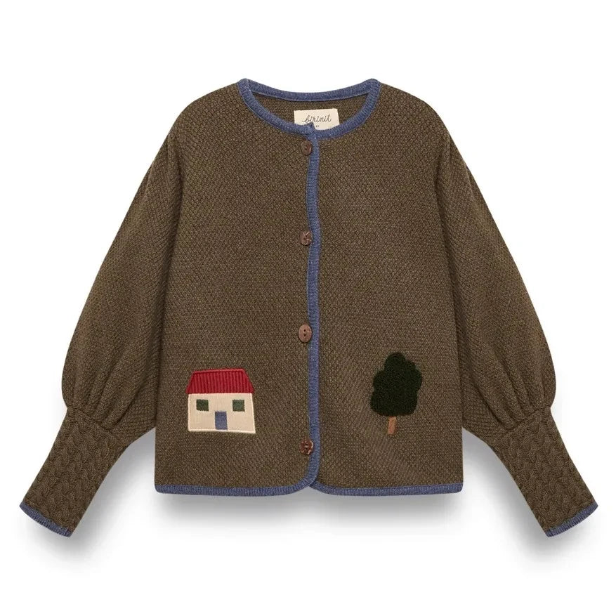 birinit - Chaqueta de merino bordada austriaca | Caqui marrón