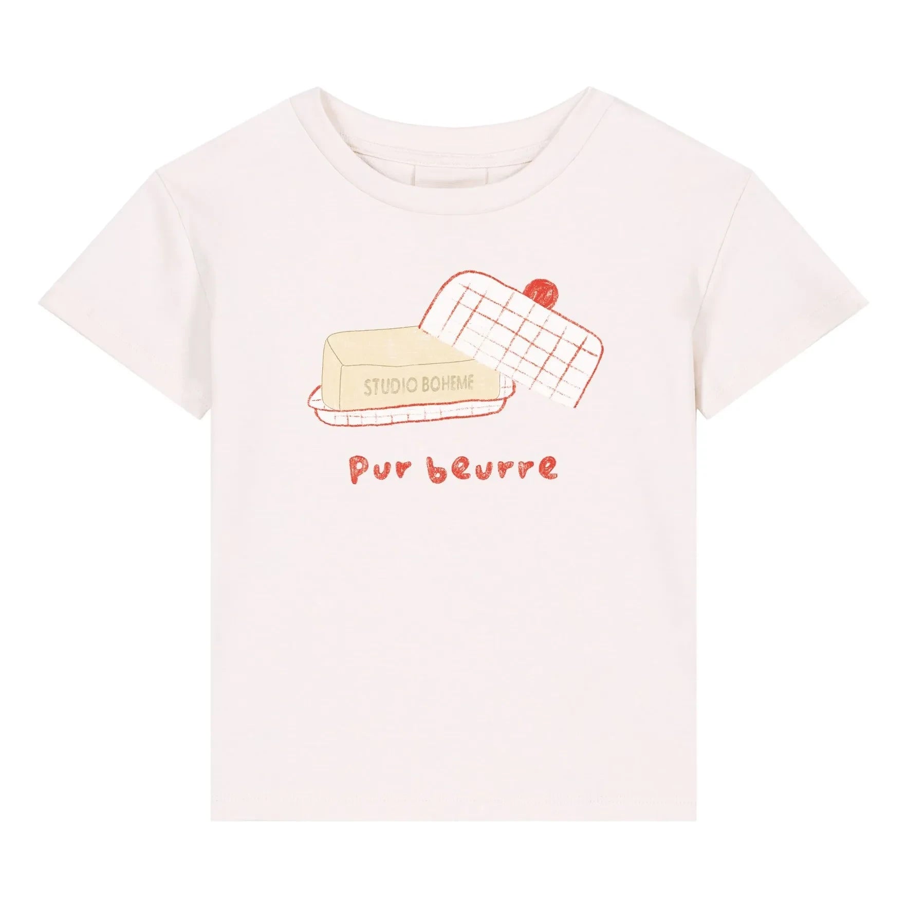 Studio Bohème - Camiseta con plato de mantequilla de algodón orgánico esencial | Crudo