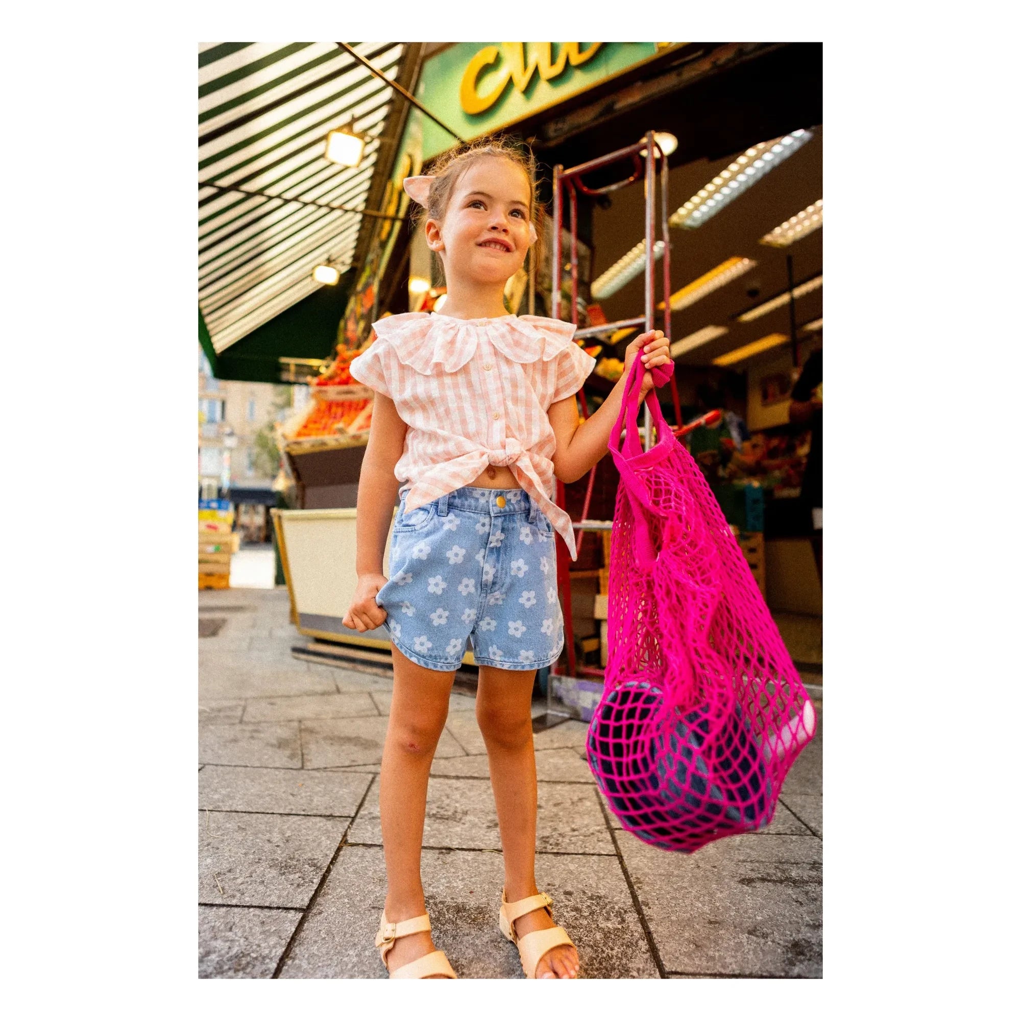 Louis Louise - Shorts vaqueros Andrea con flores | Azul claro