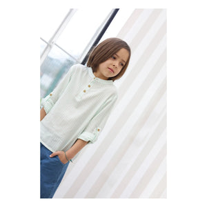 Lililotte - Camisa de Algodón Orgánico a Rayas Côme | Verde Menta