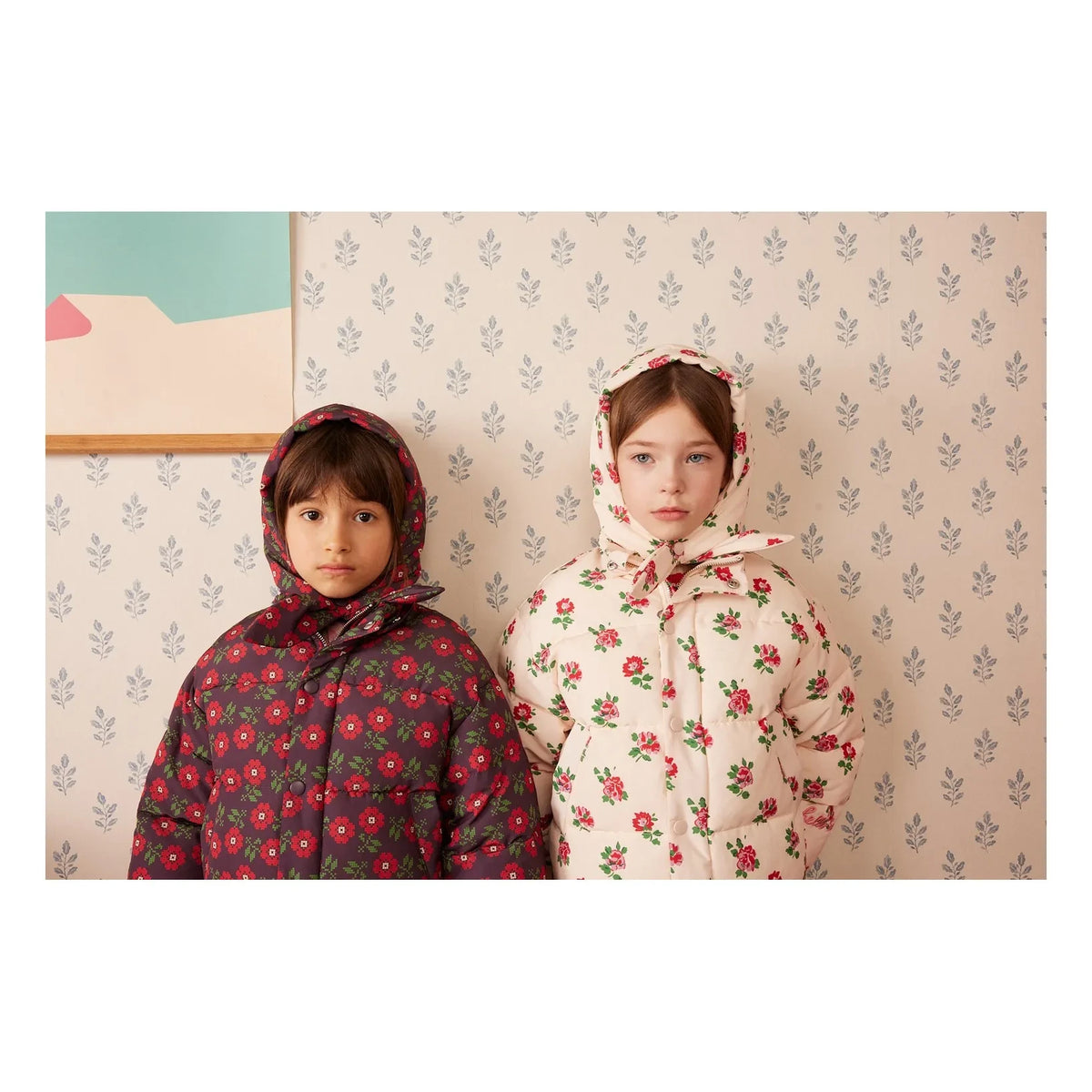 Hola Simone - Plumífero Alixa con estampado floral | Marrón