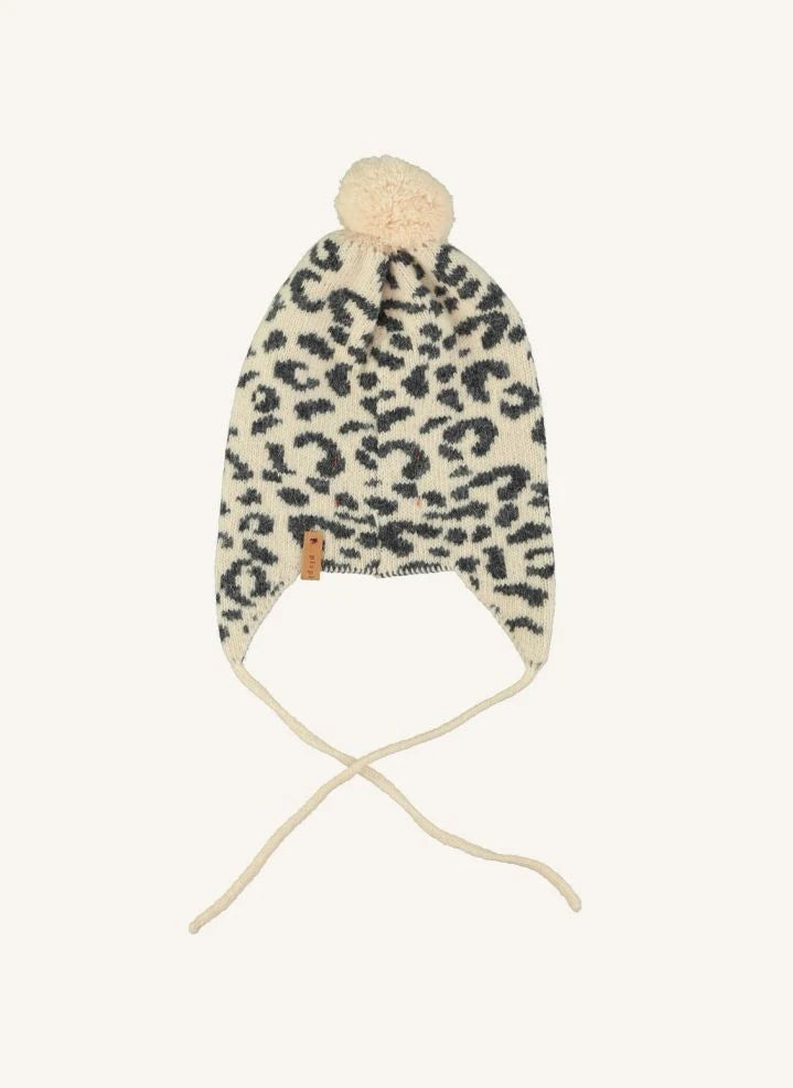 Piupiuchick - Gorro de lana con estampado de leopardo | Rosa pálido