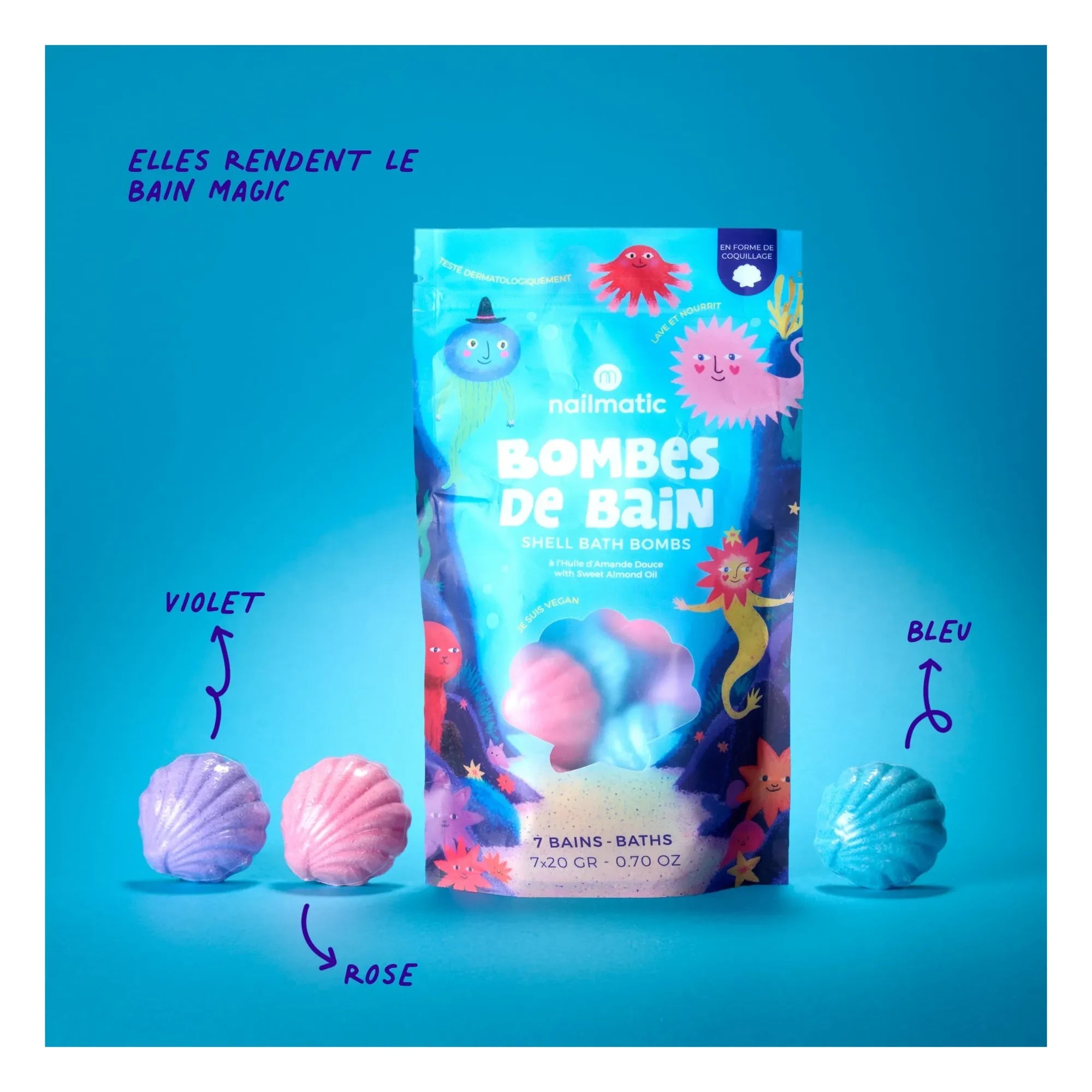 Nailmatic Kids - Bombas de Baño con Forma de Concha - Set de 2