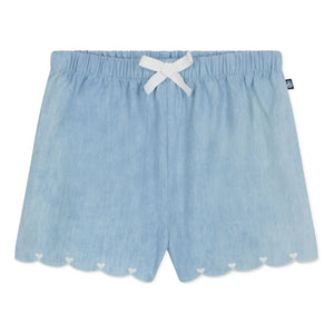 Petit Bateau - Pantalones cortos chambray bordados con corazón | Azul claro