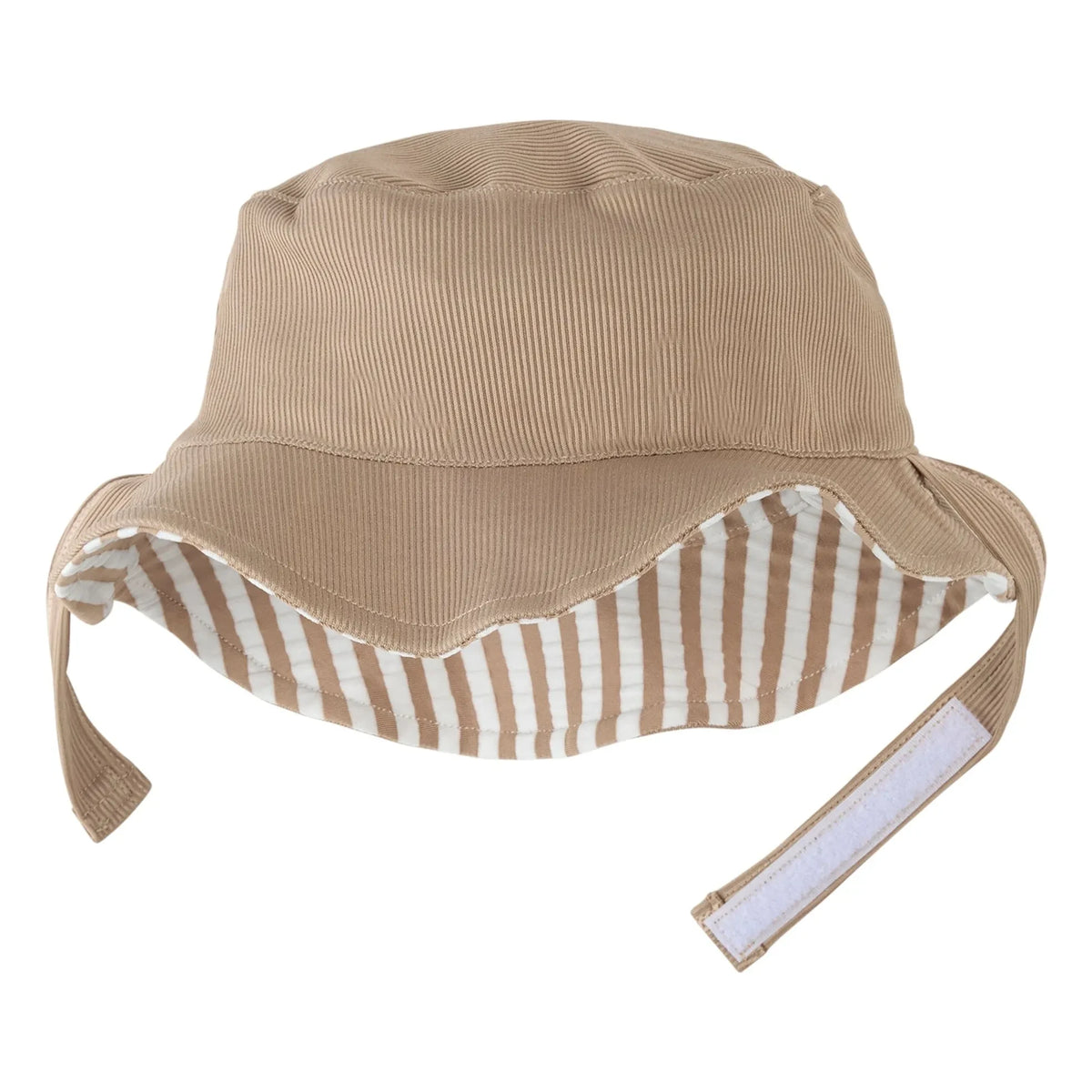Petit Lem - Sombrero de seersucker de rayas anti-UV reversible Fibras recicladas | Beige
