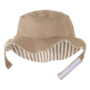 Petit Lem - Sombrero de seersucker de rayas anti-UV reversible Fibras recicladas | Beige
