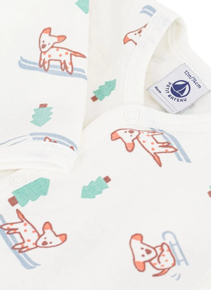 Petit Bateau - Saco de dormir Dogs Algodón orgánico | Blanco