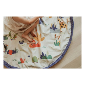 Play and Go - Noomad Puce et Pilou bolsa/alfombra de juego - Play&Go x Moulin Roty | Azul