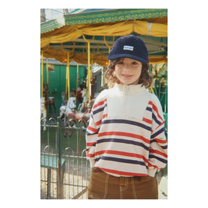 Konges Sløjd - Loupy Çizgili Organik Pamuk Fermuarlı Sweatshirt | Ecru