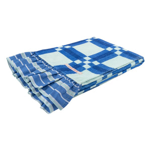 Jera Mini - Toalla de rizo azul con volantes y estampado de cuadros | Azul