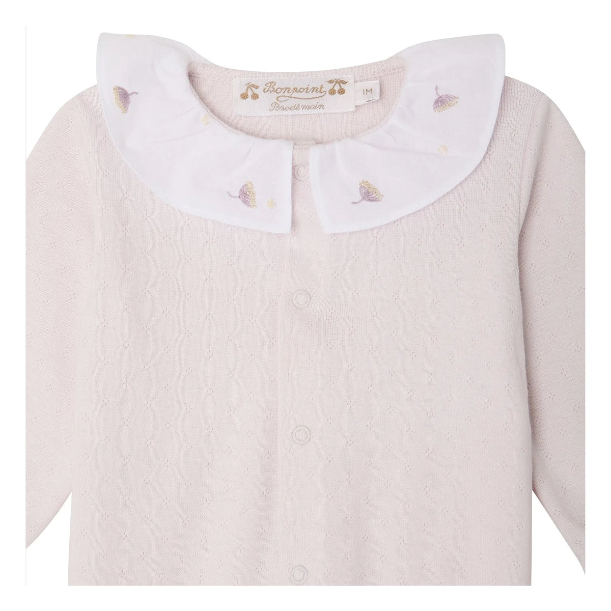 Bonpoint - Pijama de algodón orgánico Lintina Pointelle | Rosa claro