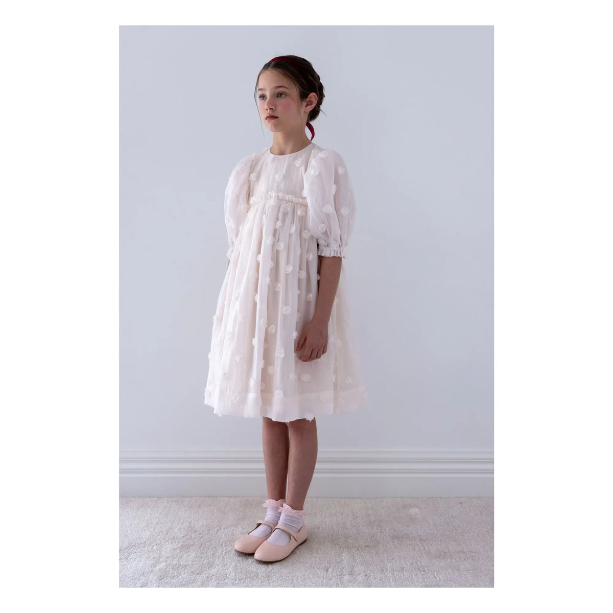 petite Amalie - Vestido Organza Rosas | Rosa Lichi