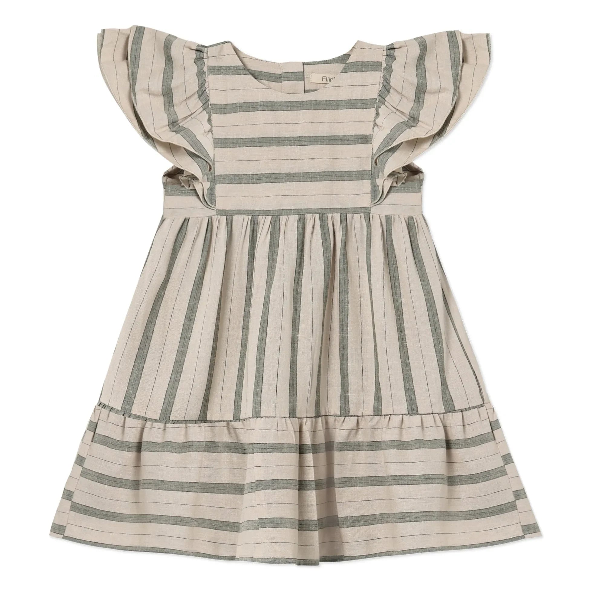Fliink - Vestido de lino a rayas Vira | Crudo