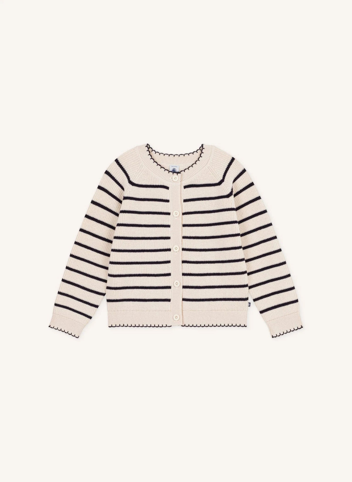 Petit Bateau - Chaleco abotonado de lana a rayas | Beige