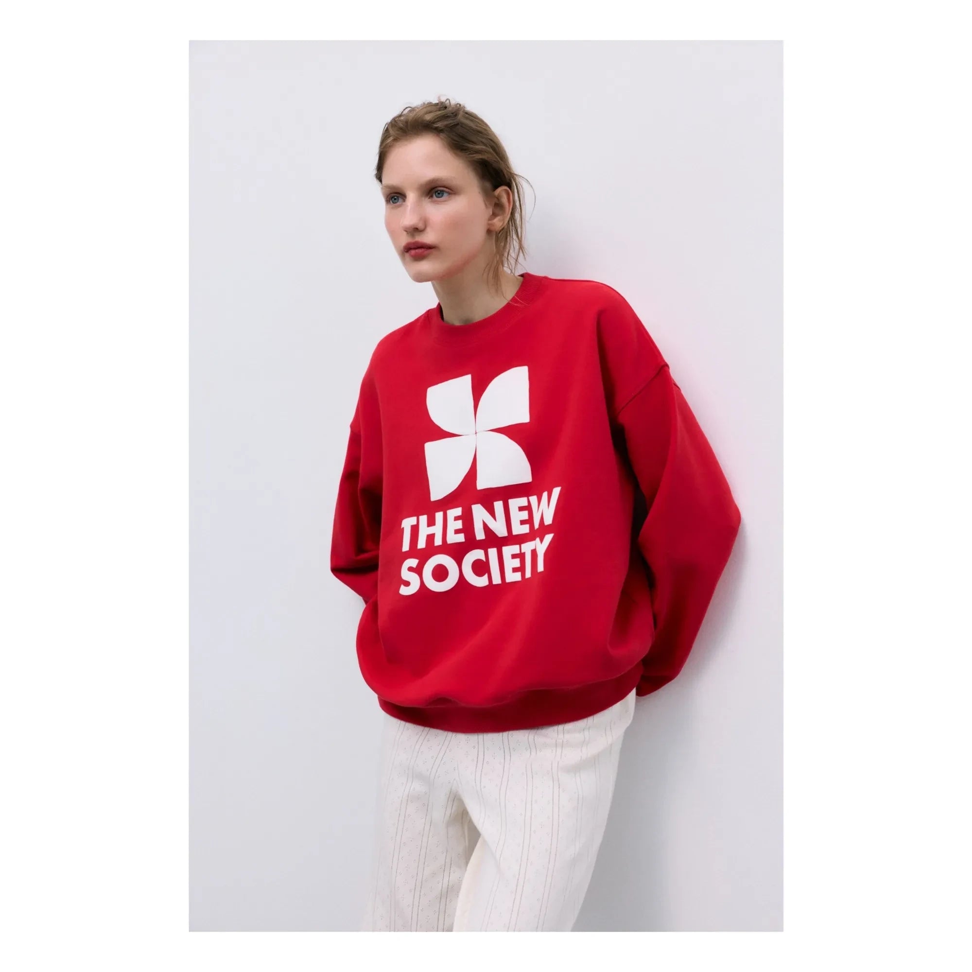 the new society - TNS Logo Sudadera de algodón | Rojo