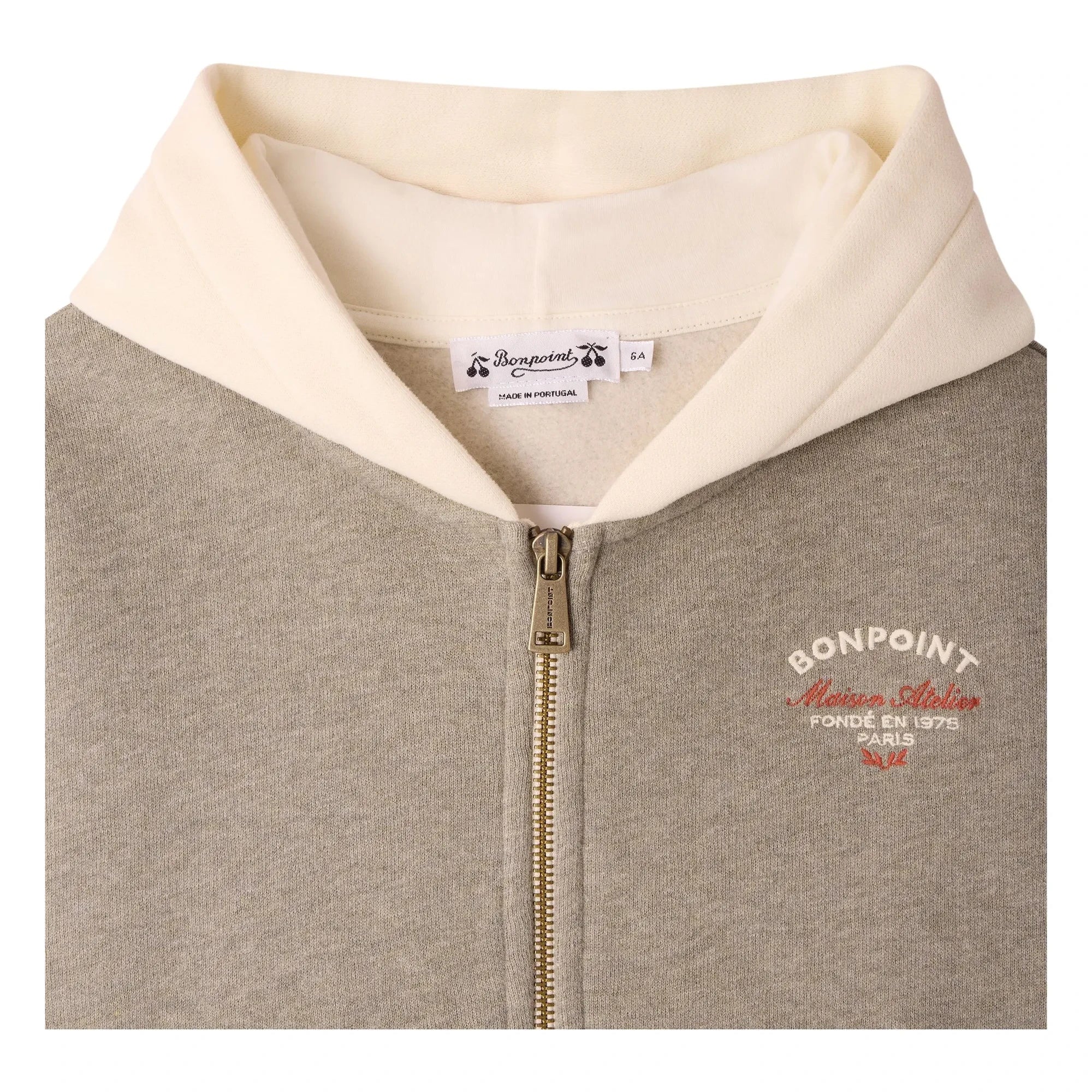Bonpoint - Sudadera con capucha y cremallera de algodón orgánico Elroy | Caqui