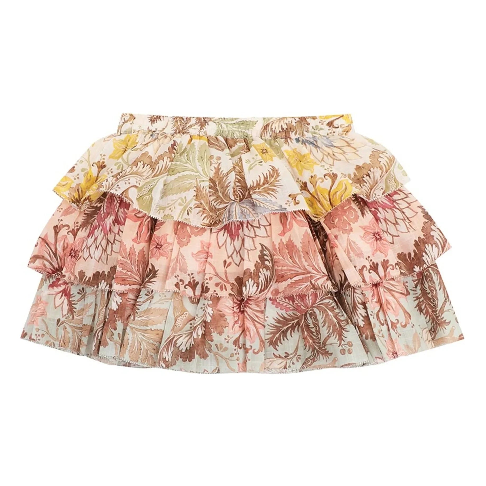 Zimmermann - Falda con volantes y estampado floral Daylight | Rosa pálido