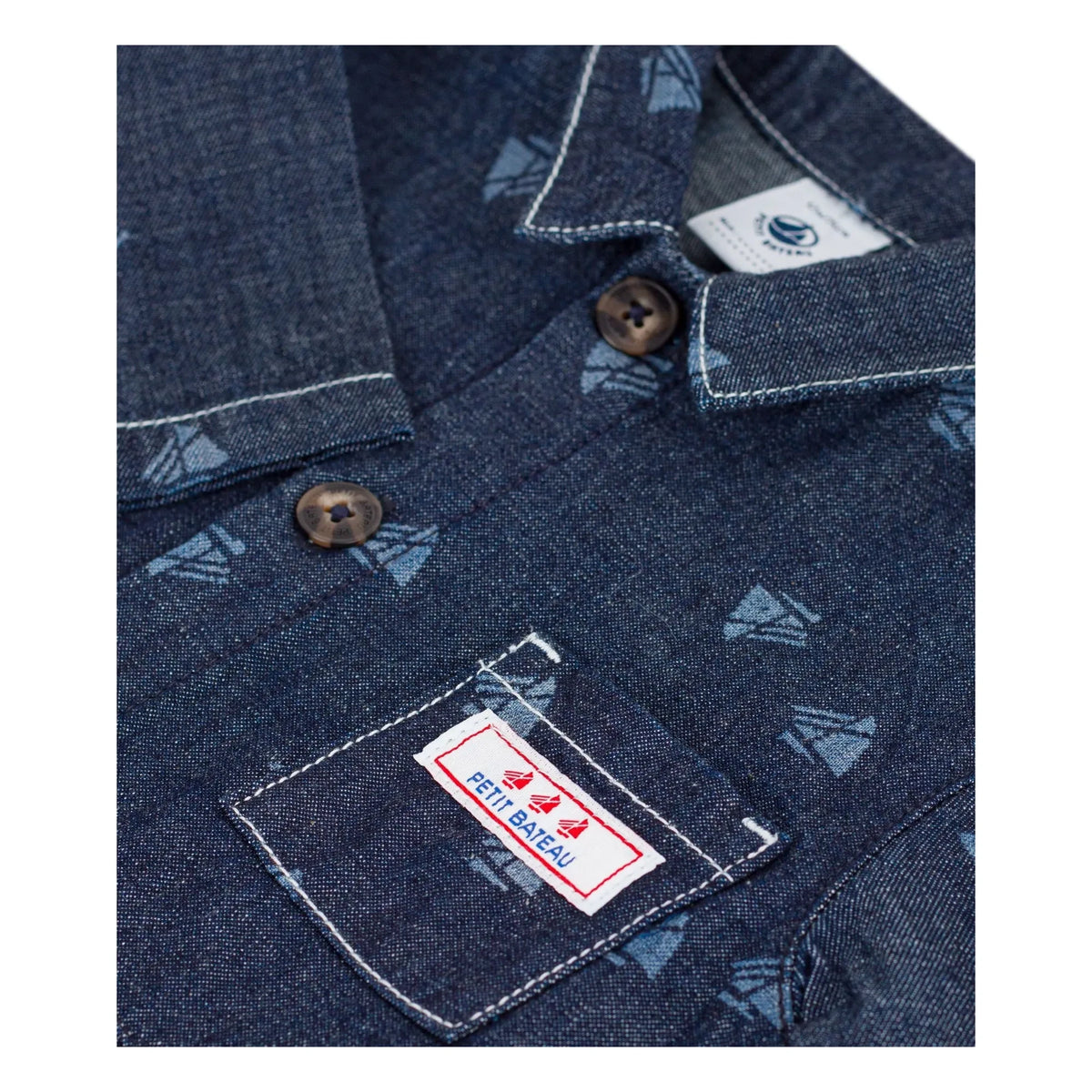 Petit Bateau - Peto de algodón orgánico Bateaux Denim | Azul marino