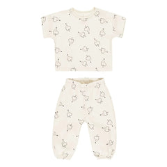 Quincy Mae - Camiseta y pantalón con corazones | Crudo
