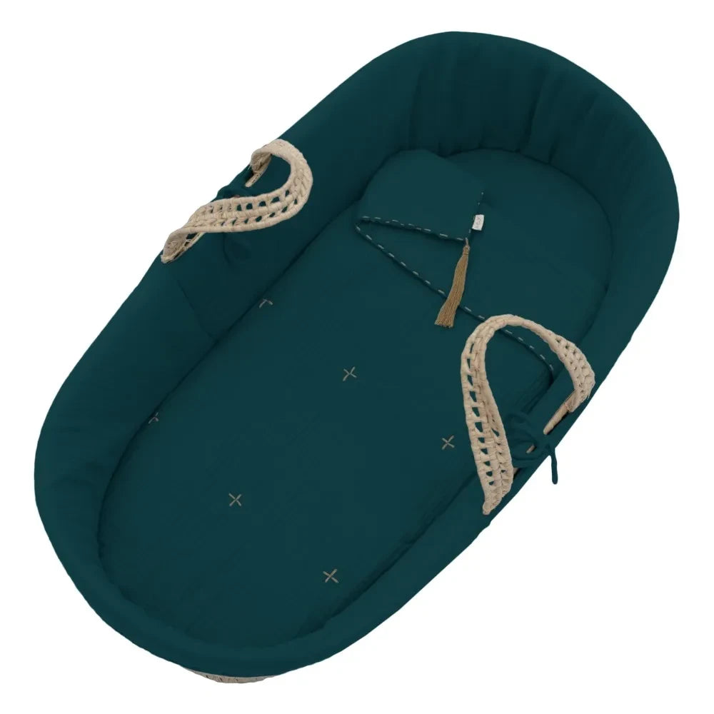 Número 74 - Ropa de cama de algodón orgánico para Moisés | Teal Blue S022
