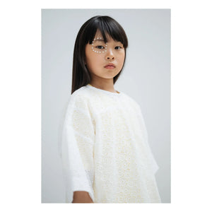 Repose AMS - Blusa con botones en la espalda de algodón orgánico Anglaise bordado | Blanco